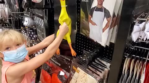 Rubber chicken in the Halloween store