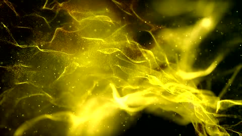 Yellow neon light particle waves