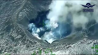 Aerial video captures volcano eruption in Colombia