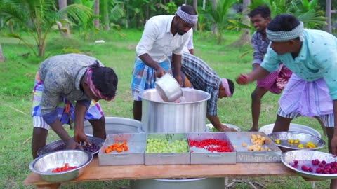 FRUIT JELLY CAKE | Colorful Healthy Fruit Jelly Cake Recipe Making in Village | Agar Agar Jelly