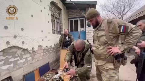 Ukraine War - Soldiers of units from Chechnya demonstrate trophies