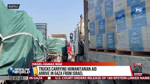 Trucks carrying humanitarian aid arrive in Gaza from Israel