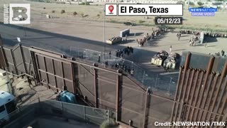 Drone Footage Shows LONG LINES of Immigrants Gathered at El Paso Border