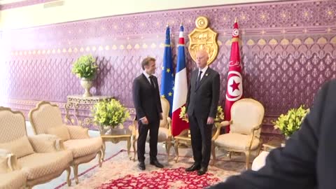 Macron meets with his Tunisian counterpart Saied on the sideline of the Francophonie summit