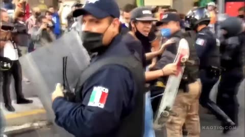 Mexican Antifa Set A Cop On Fire.