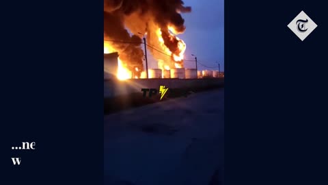 Huge explosion as Russia accuses Ukraine of striking fuel depot in Belgorod