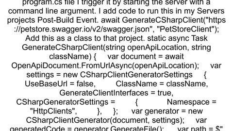 How to use NSwagCodeGenerationCSharp