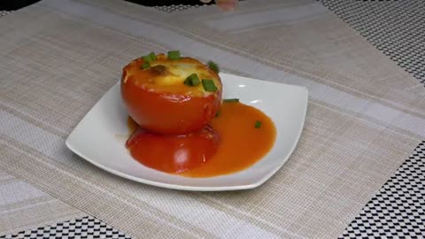 Just stick an egg in a tomato and you will be amazed! Simple breakfast recipe