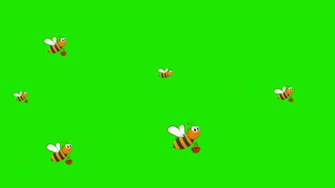 Bee HD cartoon green screen