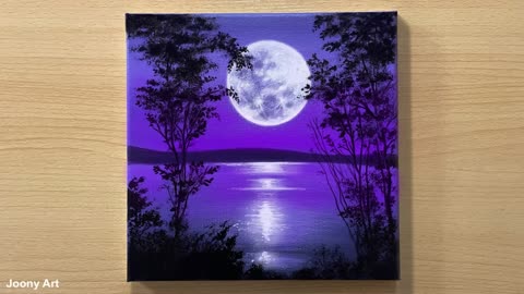 Full Moon Painting / Acrylic Painting for Beginners / STEP by STEP