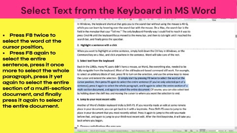 Mastering MS Word: A Closer Look at the Search Bar/ Selection Text / Highlight a Sentence Feature