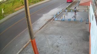 Oblivious Child Trips and Falls into Freshly Poured Cement