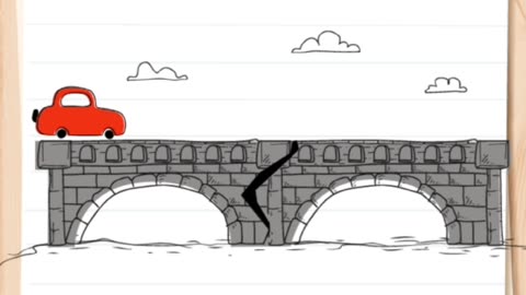 Help the car cross the bridge . ! Brain test level 33