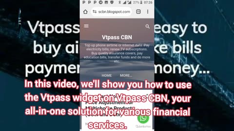 How to Pay Bill or Recharge using 'Vtpass' widget on 'Vtpass CBN'