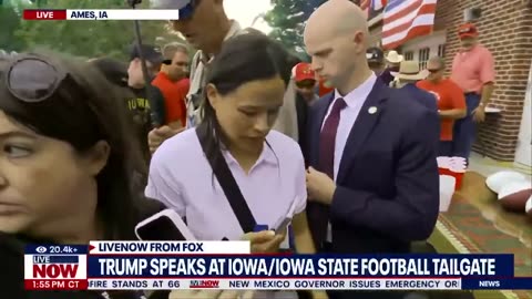 Trump Tailgate- Donald Trump surprises fraternity at Iowa-