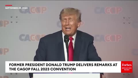 WATCH: Trump Does Impression Of Biden Having Trouble Walking Off Stage During California Speech