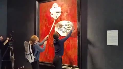 ANIMAL ACTIVISTS ATTACK THE FIRST OFFICIAL PORTRAIT OF KING CHARLES.