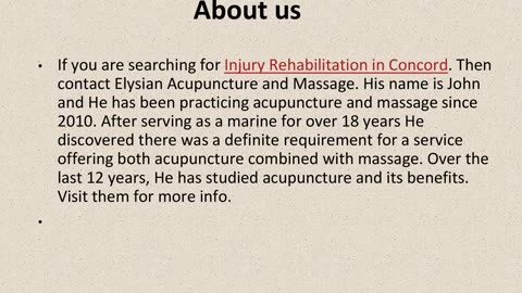 Get The Best Injury Rehabilitation in Concord.