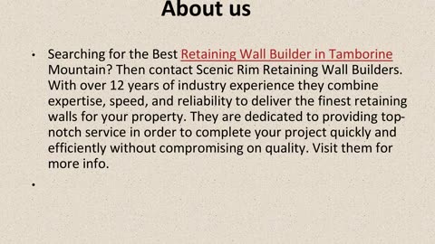 Best Retaining Wall Builder in Tamborine Mountain.