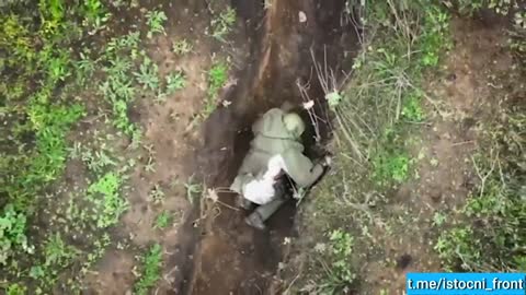 A Russian soldier survived an attack by a Ukrainian drone