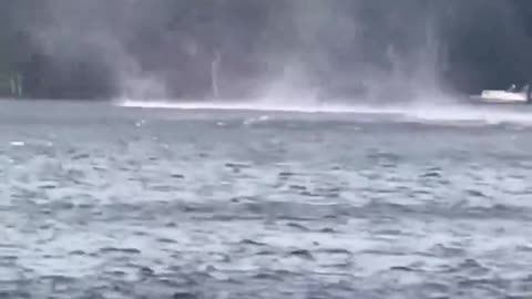 Multiple vortex waterspout over Lay Lake In Alabama
