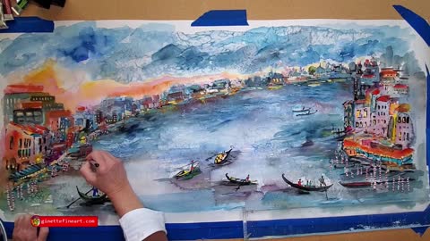 Ginette Paints Venice Grand Canal Watercolors & Ink