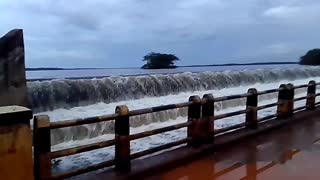 Mallavi lake overflowing a rate seen on dry zone