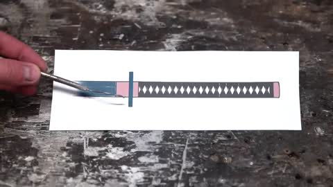 Beautiful art making samurai sword