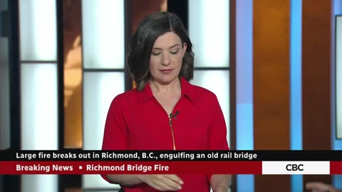 Old rail bridge burns in Richmond, B.C. CBC News