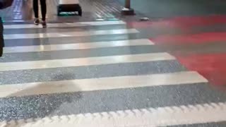 Robot crossing the street in Estonia