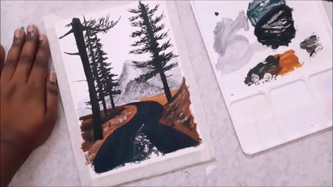 Paint a quick and easy roadway in gouache