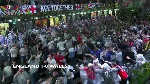 England fans celebrate World Cup win over Wales