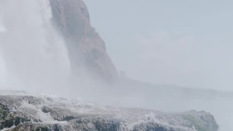 Water falls from mountains