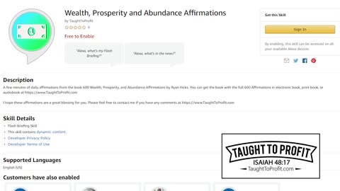 Alexa Flash Briefing Skill To Help Your Affirmations, Visualization, And Prosperity!