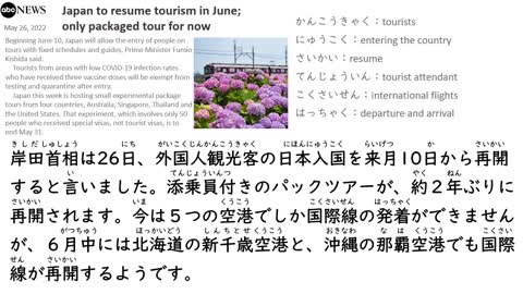 Daily News in Simple Japanese (2022.5.27) 日本旅行解禁/Japan will open its borders to foreign tourists