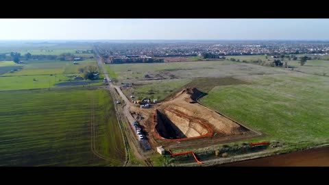 Drone fly over sewer lift station.