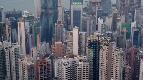 Aerial photo of Hong Kong skyscrapers