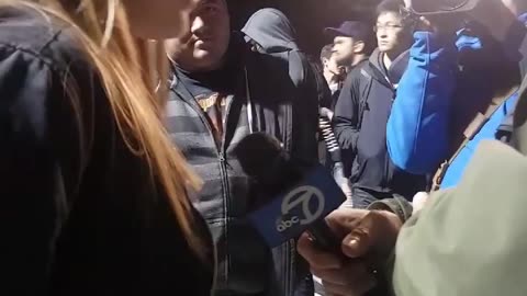 Feb 1 2017 Berkeley Milo's speech 1.7 Antifa pepper sprays a female giving an interview