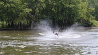 Landing a jet ski back flip with no hands!