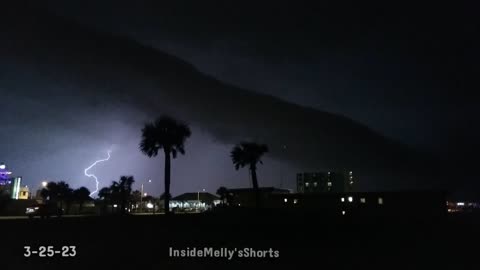 Lightning Strike over Daytona Beach reveals Giant Roll Cloud