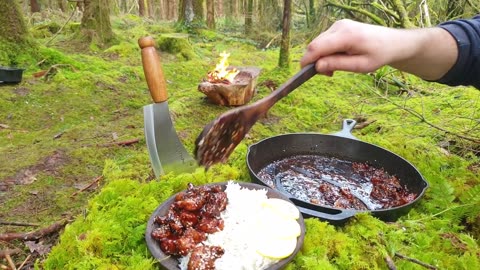 Cooked chicken in the forest 👌 😍