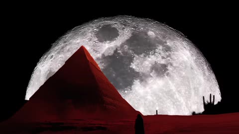 22,000 BC (Before Covid) Moonrise sunset over the great pyramid in Gaza