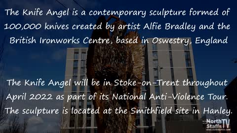 Knife Angel arrives in Stoke-on-Trent (02-04-2022)