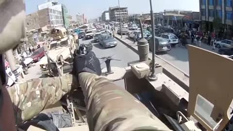 Military gunner pulls sidearm on man driving to close to convoy