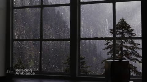 Rain Sound On Window With Heavy Rain Thunder Sound