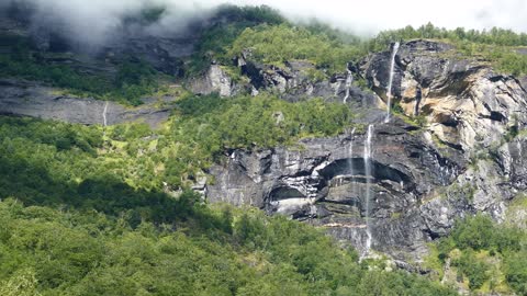 waterfall landscape in morkidsdalen park skjolden norway