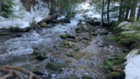Ice Hiking Parallel to a Roaring River – Tamanawas Falls – Mount Hood – Oregon – 4K