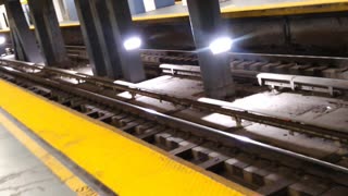 Amtrak train on the platform at New York penn station