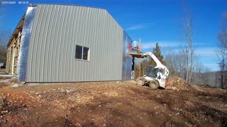 Almost finished with the steel! Pole Barn Construction!