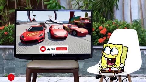 Ohh No !! Spongebob reaction Big & Small Lightning Mcqueen Tank vs DOWN OF DEATH BeamNG Drive Car